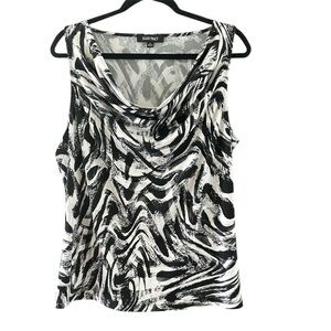 Ellen Tracy Monochrome Abstract Blouse XL